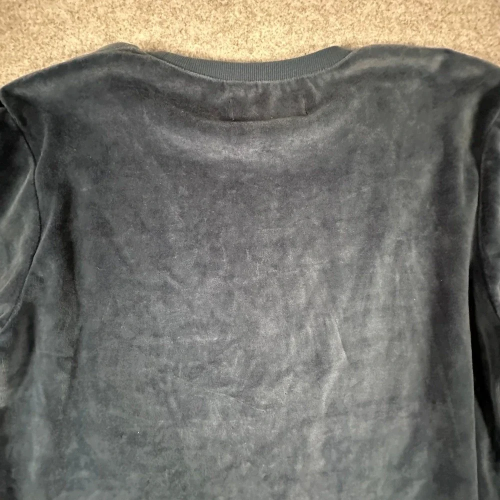 Original Penguin Velour Sweatshirt Large Blue Mens Side Stripe Crewneck